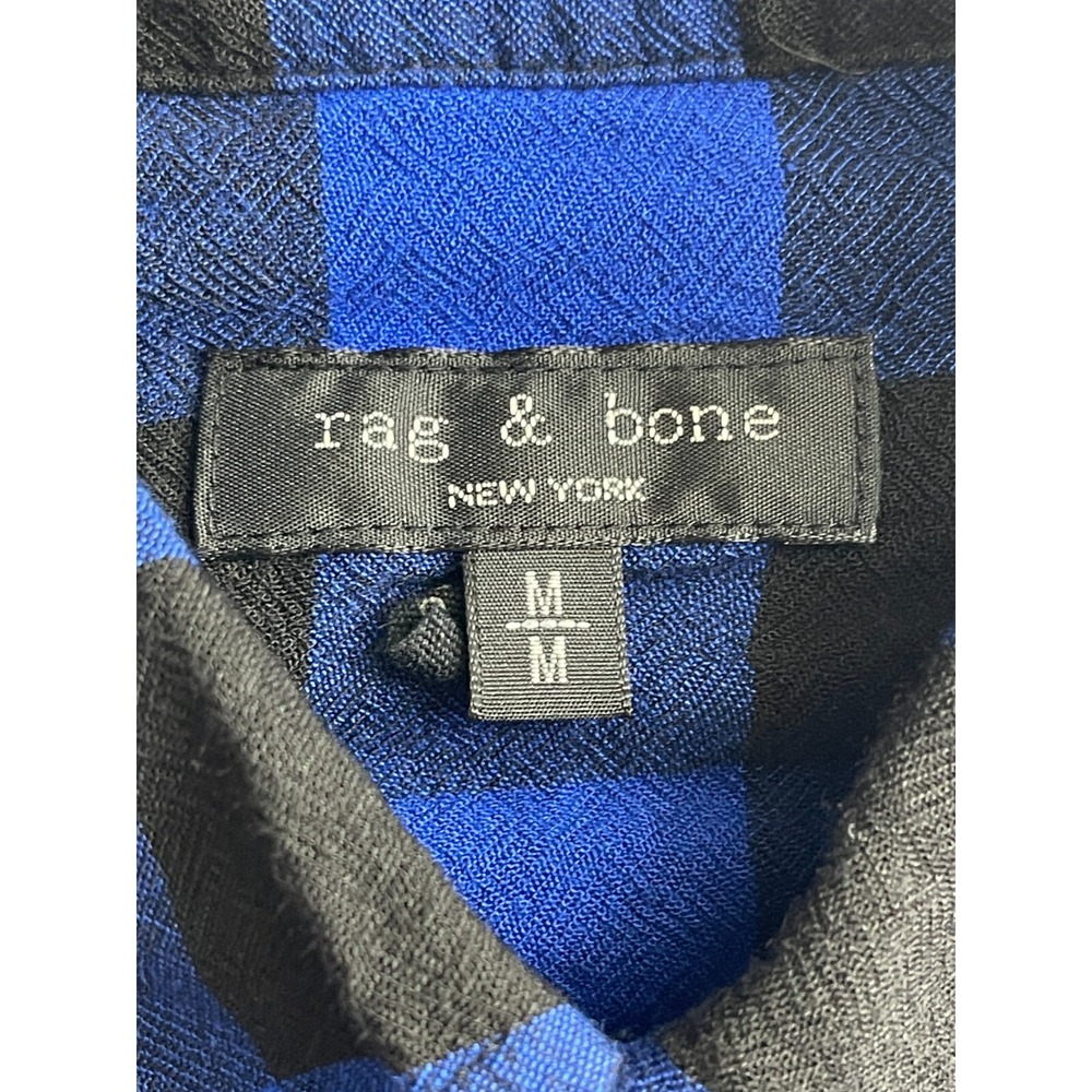 Rag & Bone Shirtdress Women's Size M Blue Black Plaid Belted Button Up - Picture 9 of 15